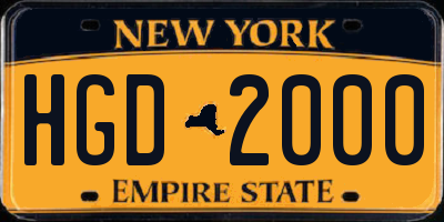 NY license plate HGD2000