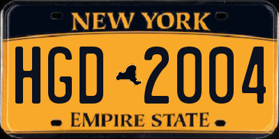 NY license plate HGD2004