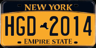 NY license plate HGD2014