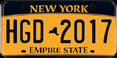 NY license plate HGD2017