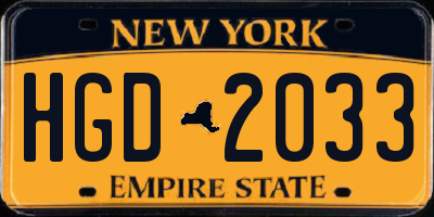 NY license plate HGD2033