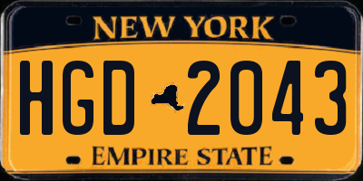 NY license plate HGD2043
