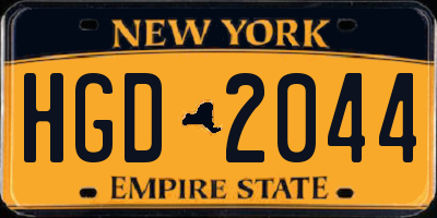 NY license plate HGD2044