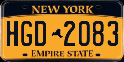 NY license plate HGD2083