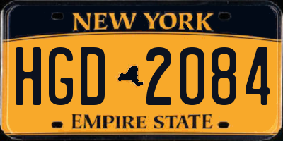 NY license plate HGD2084