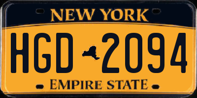 NY license plate HGD2094