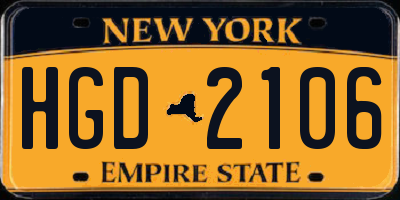 NY license plate HGD2106