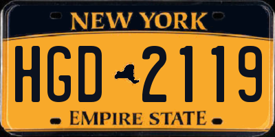 NY license plate HGD2119