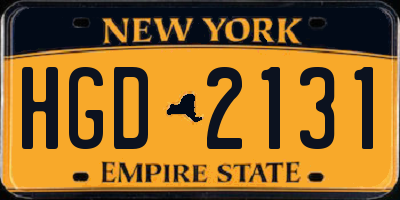 NY license plate HGD2131