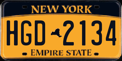 NY license plate HGD2134