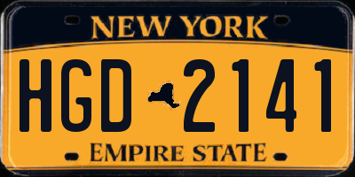 NY license plate HGD2141