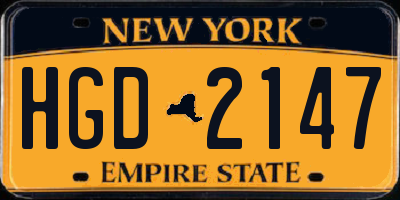 NY license plate HGD2147