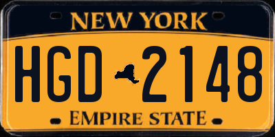 NY license plate HGD2148