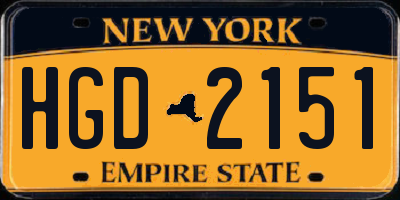 NY license plate HGD2151