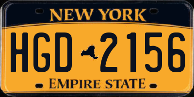 NY license plate HGD2156
