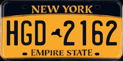 NY license plate HGD2162