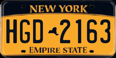 NY license plate HGD2163
