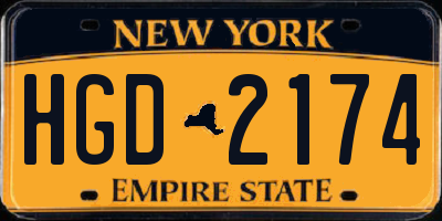 NY license plate HGD2174