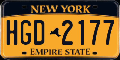 NY license plate HGD2177