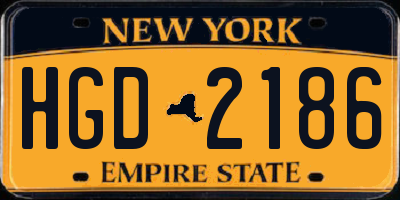 NY license plate HGD2186