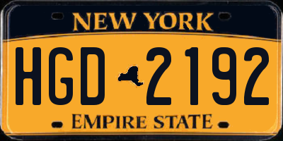 NY license plate HGD2192