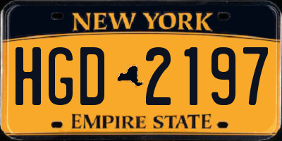 NY license plate HGD2197