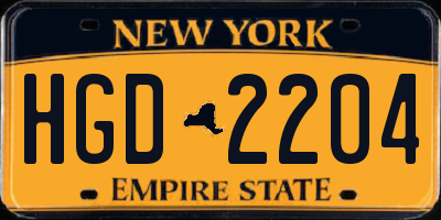 NY license plate HGD2204