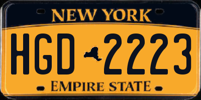 NY license plate HGD2223