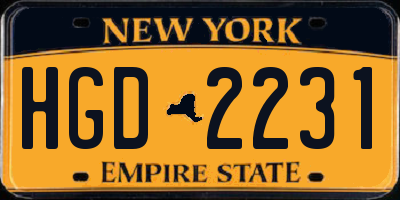 NY license plate HGD2231