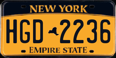 NY license plate HGD2236