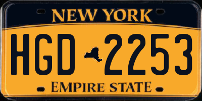 NY license plate HGD2253