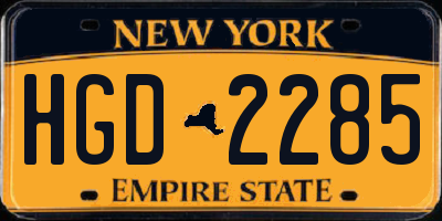 NY license plate HGD2285
