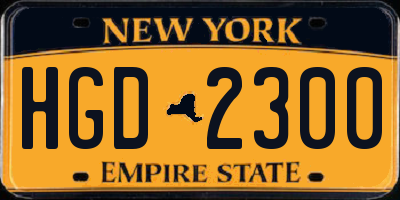 NY license plate HGD2300