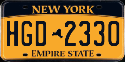 NY license plate HGD2330