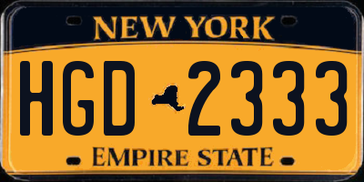 NY license plate HGD2333