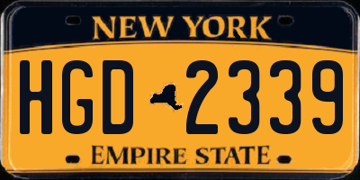 NY license plate HGD2339