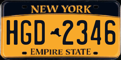 NY license plate HGD2346