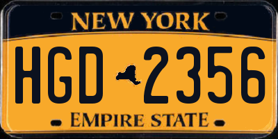 NY license plate HGD2356