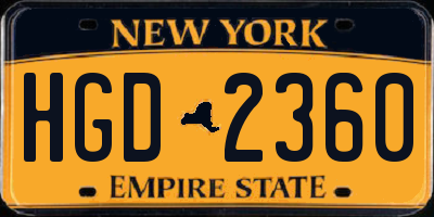NY license plate HGD2360