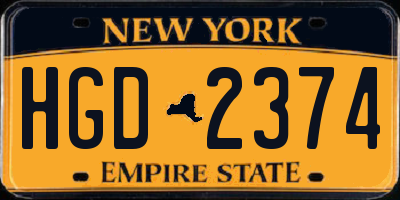 NY license plate HGD2374