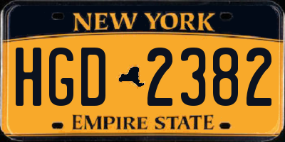 NY license plate HGD2382