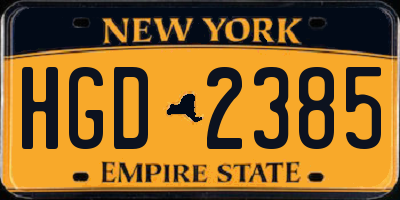 NY license plate HGD2385