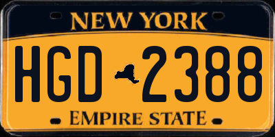 NY license plate HGD2388