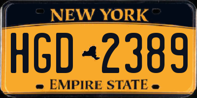 NY license plate HGD2389