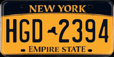 NY license plate HGD2394