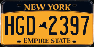 NY license plate HGD2397