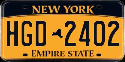 NY license plate HGD2402