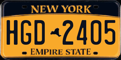 NY license plate HGD2405