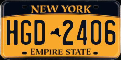 NY license plate HGD2406