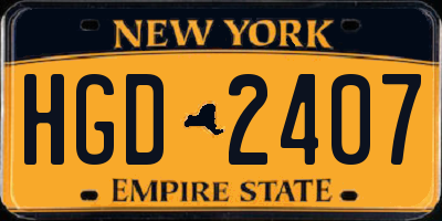 NY license plate HGD2407